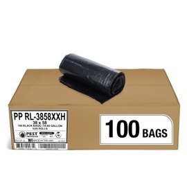 Aluf Plastics T-Tough Roll Pack Low Density Repro Blend Star Seal Coreless Rolls Bag, 55-60 Gallon Capacity, 58" Length x 38" Width, XXH Strength, Black (Pack of 100)