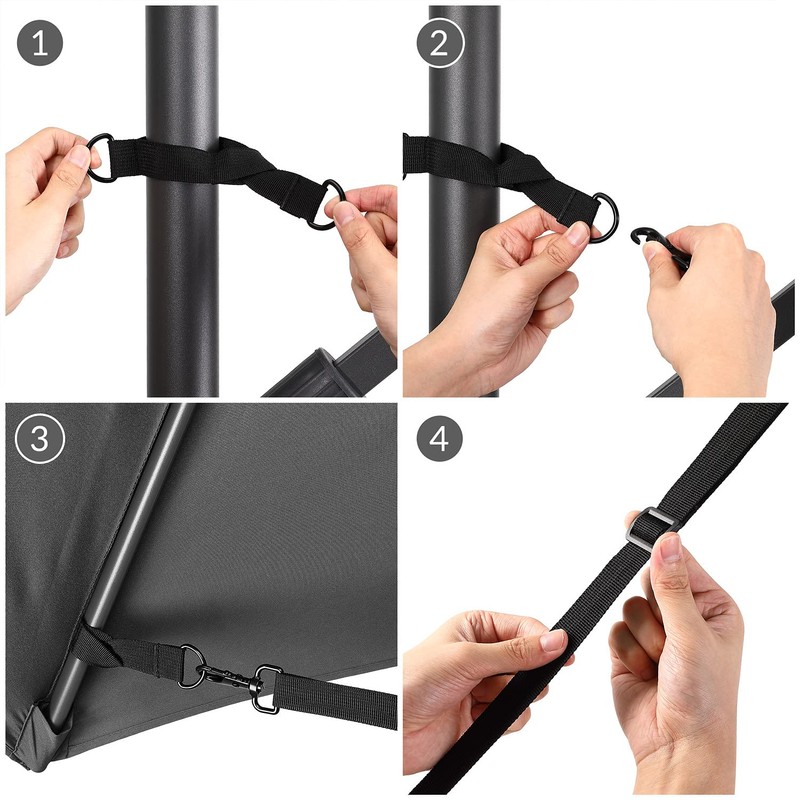 Kingsleeve Wind protection for cantilever parasols, robust metal hooks, variable,