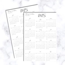 Mini 2025 Calendar Stickers for Journals, Planners, Year-at-a-Glance Calendars, 2 sheets (White Matte, Sunday Start)