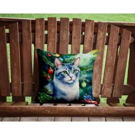 Caroline's Treasures Tree Christmas Decorative Throw Pillow, 14Hx14W, Ojos Azules Cat