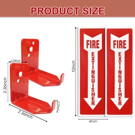 4 Pack Universal Fire Extinguisher Bracket and 4 Fire Extinguisher Safety Sticker Signs,5 to 20lb Fire Extinguisher Mount for Dry Chemical and Water Extinguishers