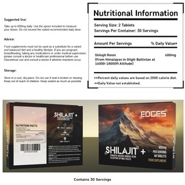 Edges 600mg Shilajit Dry Drops - 100% Original Himalayan Shilajit - Gold Grade Pure, Rich in Fulvic & Humic Acid, Minerals, Immune Support & Energy Booster - 1 Month Supply