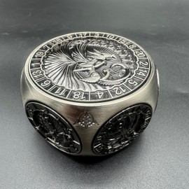 DNDND 8-in-1 Dual D20 Hexagonal Metal Dice - D&D Monster Themed Multi-Functional Dice Set for TTRPG Dungeons and Dragons with Collectible Gift Tin (Black)