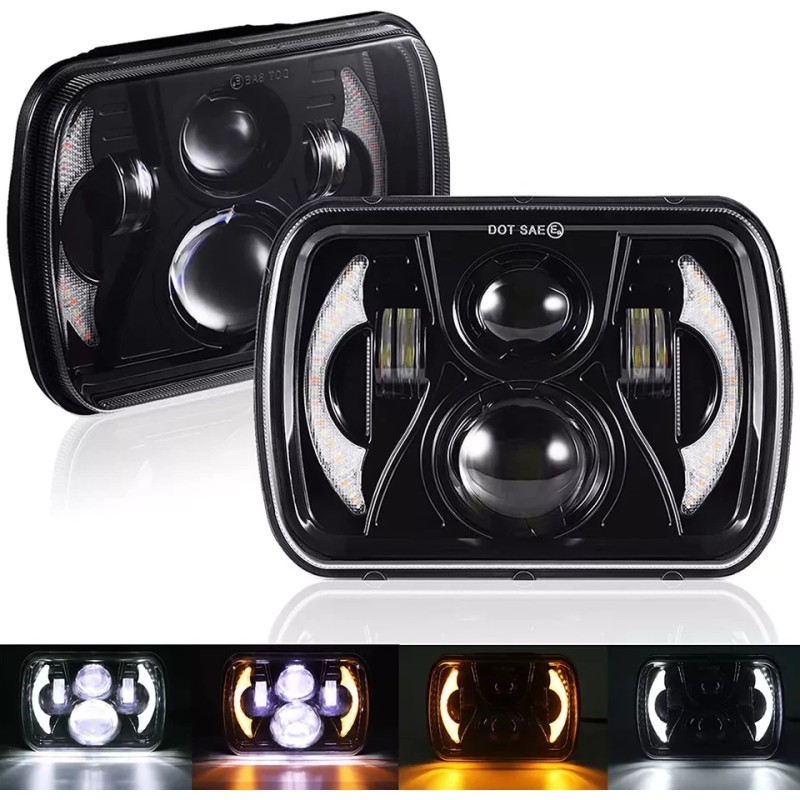 Unbranded Pair 5X7" 7X6 LED Headlights Hi/Lo DRL Fit Toyota