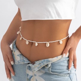 Beaded Shell Waist Chain Body Accessories for Women Teen Girls - Beach Belly Chain Belt Summer Boho Waist Beads for Girls