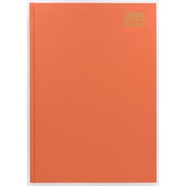 Imprint 2025 Premium Quality A5 Day to Page Diary with Full Page of Saturday & Sunday, Hardback Desk Diary with Ribbon Marker, Planner Organiser Diary (Orange)