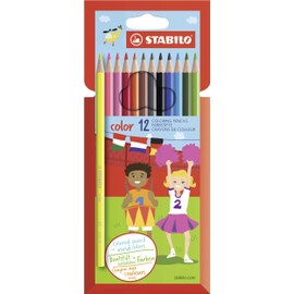 Colouring Pencil - STABILO color - Wallet of 12 - Assorted Colours Incl 2 Neon