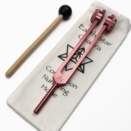 93.96Hz Schumann Weighted Tuning Fork with Earth Star Engram - Carry Bag and Striker - Sound Healing Instruments and Biofield Harmonization - Chakra Alignment - Vibration Therapy Tools | Pink