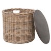 Kouboo Round Rattan Storage Basket with Wood Lid - Side