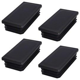 SKIR'CO (4 pcs) Rectangular Plastic Plugs 40 x 80 mm, Mat Tube End Caps, Rectangle Tube Inserts, Fence Post Plugs, Black RAL 9005