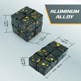 DOLASEV Fidget Infinity Cube, Quite Fidget Toys Anxiety Relife Items Fidgets for Adults, Fidget Sensory Toys for Teens Kids, Classroom Prizes (Black Yellow)
