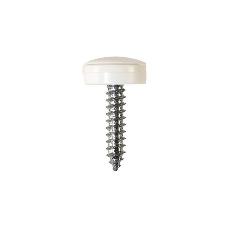 Genuine 100 Pairs Number Plate Screws With Hinged Cap White