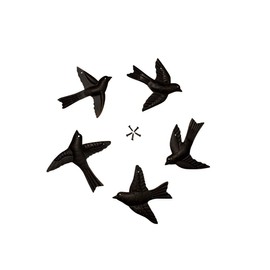 Haute Collage 5x Birds 3D Wall Art - Freedom - Flock of Birds Set of 5 Decorative Metal Wall Hanging Art 5 x 4.5 inches or 11 x 12 cm