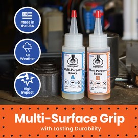 Brampton Multi-Purpose Epoxy, Quick 30-Minute Set, Waterproof 2-Part Epoxy Glue Kit for Tile, Metal, Ceramic, Glass, Wood, Stone, Strong Bonding, Sandable, Paintable Resin, Easy 1:1 Mix, 4 oz