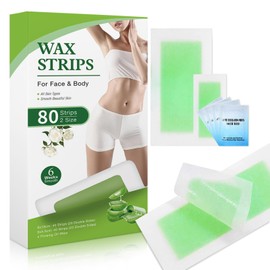 80PCS Facial Wax Strips for Hair Removal, Facial Hair Removal for Women, Waxing Kit for Women's face, Bikini, chestBody, Arms, Legs, Back, & Brazilian 80PCS Waxing Strips & 4 calming Oil Wipes