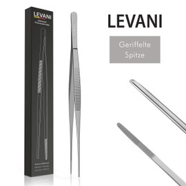 Levani Cooking Tweezers 30 cm – Kitchen Tweezers Made of High-Quality and Rustproof Stainless Steel – Meat Tongs with Ribbed Handles – Barbecue Tweezers – Tweezers Long (30 cm)
