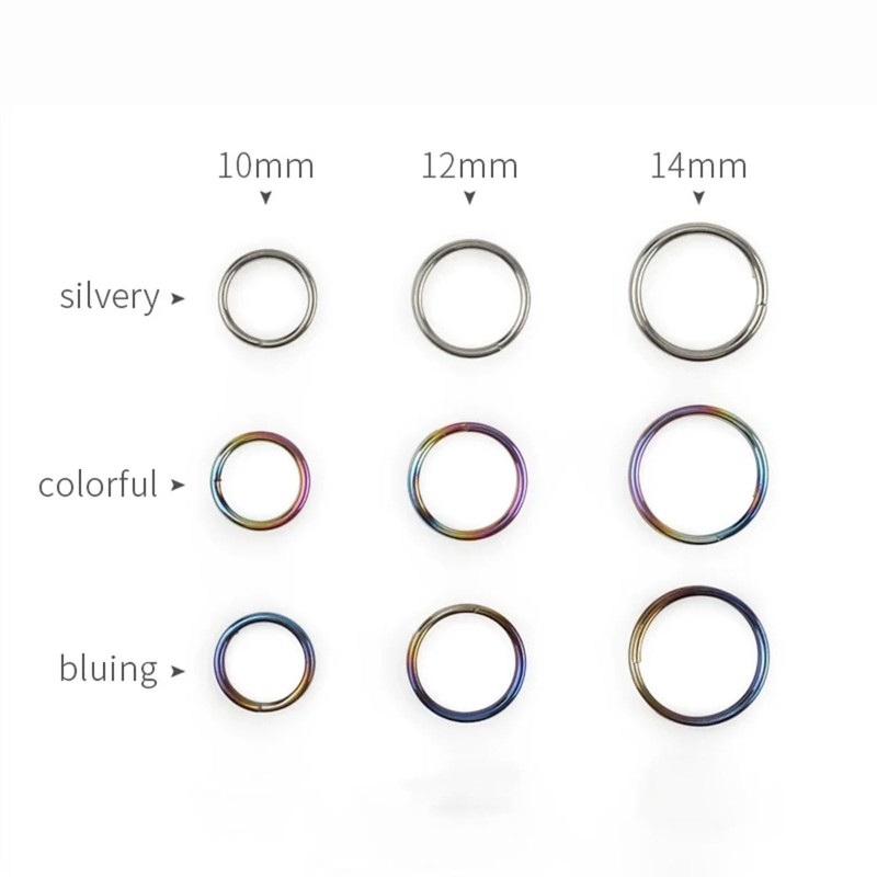 10Pcs Titanium Alloy Split Key Rings, Mini Keyrings Keychain, Bluing
