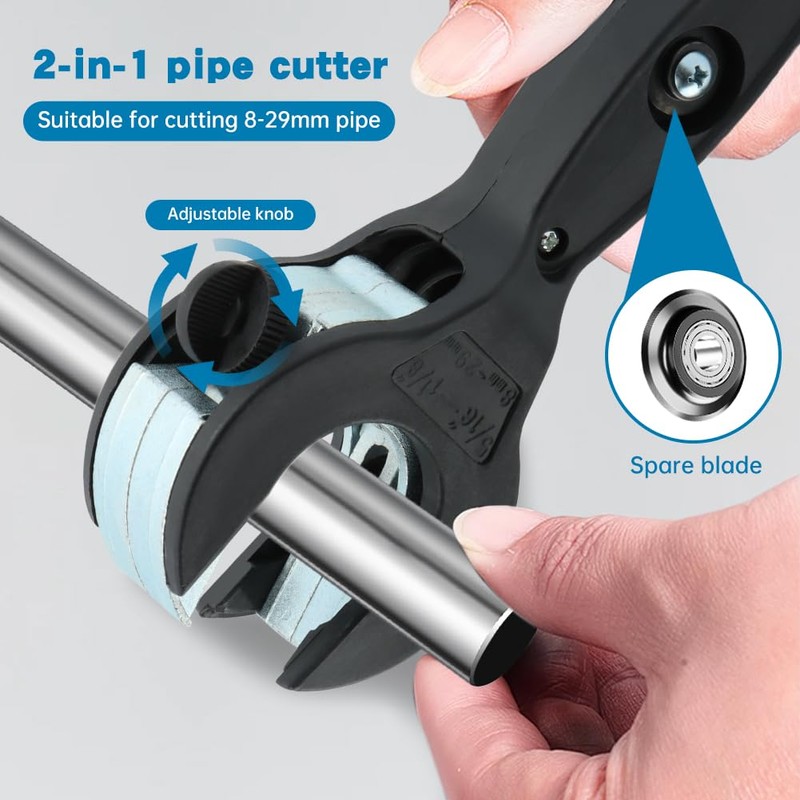 2‑In‑1 Ratcheting Tubing Cutter, Close‑Quarters Tube Cutter