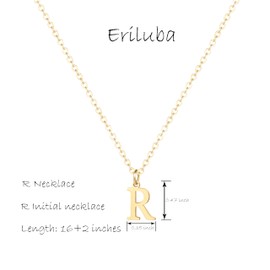 Eriluba Initial Necklace,18K Gold Plated Letter Necklace,A-Z Pendant Necklace for Women(R)