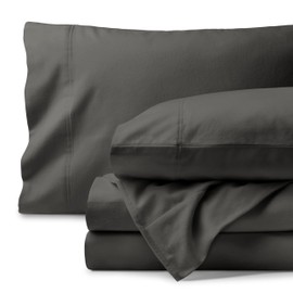 Bare Home Organic Cotton Flannel Sheet Set - California King Size - 100% Cotton - Double Brushed for Extra Softness & Comfort - Warm, Cozy, and Durable - Breathable - Bed Sheets (Cal King, Grey)