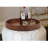 HofferRuffer Faux Leather Round Serving Tray, Vegan Croco Leather Decorative