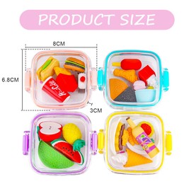 OFFCUP Fruit Erasers, 20pcs Plastic Pencil Erasers, 4 Box of Cute Children's Erasers, Lovely Gourmet Pencil Erasers and Eraser Sets, Suitable for Learning, Painting, Playing and Gifts