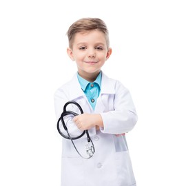 Rauoawby White Lab Coat for Kids - Doctor's with Working Stethoscope Toys Vet Coat Dress Up Costume for Toddler Boys (L)