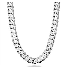 Miabella Solid 925 Sterling Silver Italian 12mm (1/2 Inch) Solid Diamond-Cut Cuban Link Curb Chain Necklace For Men, Made in Italy (22 Inches (Small))