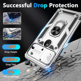 iBaove for Moto G Stylus 5G Case with 2 HD Screen Protector + Slide Camera Cover, Magnetic Ring Holder Kickstand [Military Grade Shockproof] Case for Moto G Stylus 5g 2021 6.8", Silver