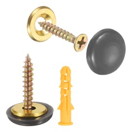 uxcell 12 Pcs 16.8 mm Decorative Caps Cover Nails, Zinc Alloy Screw Covers Caps Mirror Fixing Screws for Mirrors, Coffee Tables, Wooden or Glass Furniture, Grey