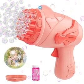 Bubble Machine, Bubble Gun, Automatic Bubble Machine Children, 26 Holes Bubble Gun with Soap Bubbles Liquid, Bubble Machines for Children, Party, Wedding