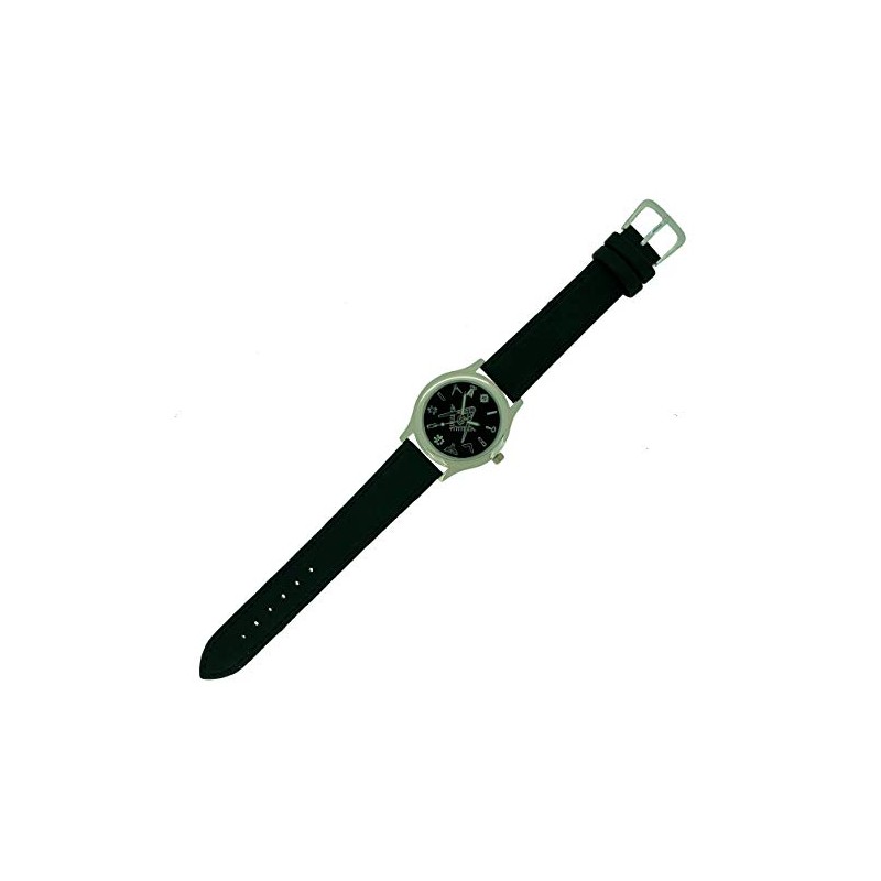 WESTIME Masonic Freemason Square and Compass Black Dial Leather Wrist