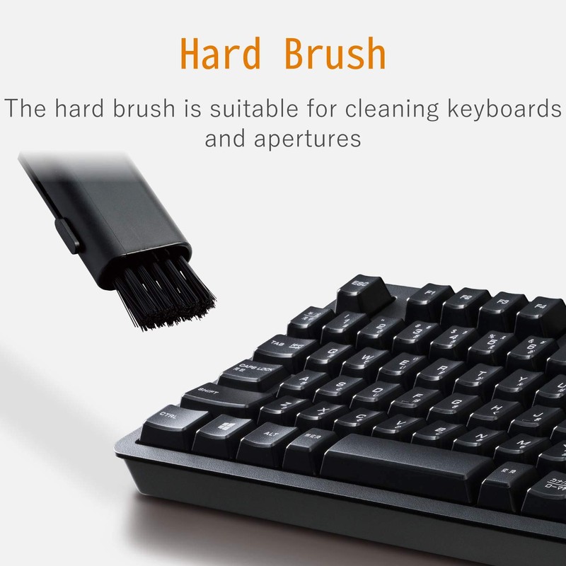 Elecom KBR-014AS Cleaner Brush, Anti-Static Fiber, Compact, Storage-Type, 2-Way, Includes