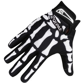 Azarxis Skeleton Gloves Adjustable Lightweight Racing Skull Sports Work Bone Gloves Anti-Slip Breathable for Men & Women Motorcycle, Cycling, Biking, Workout (Black, S)