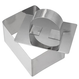 Restaurantware Pastry Tek Rectangle Stainless Steel Pastry Ring Mold - with Press - 3" x 2 1/4" x 1 1/2" - 1 Count Box