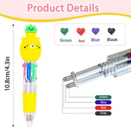ApollOptimum 32 PCS Multicoloured Pens Set, 4-in-1 Ballpoint Pens for Kids, Mini Retractable Cute Animal Pens, Novelty Pens, Party Bag Fillers, Class Gifts for Children