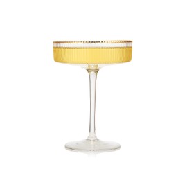 Vintage Art Deco Coupe Glasses, Martini, Champagne & Cocktail Ribbed Glass 7 oz | Set of 2 | Crystal, Manhattan, Cosmopolitan, Sidecar Cocktail Glassware for Champagne , Ripple Glassware - Gift Box