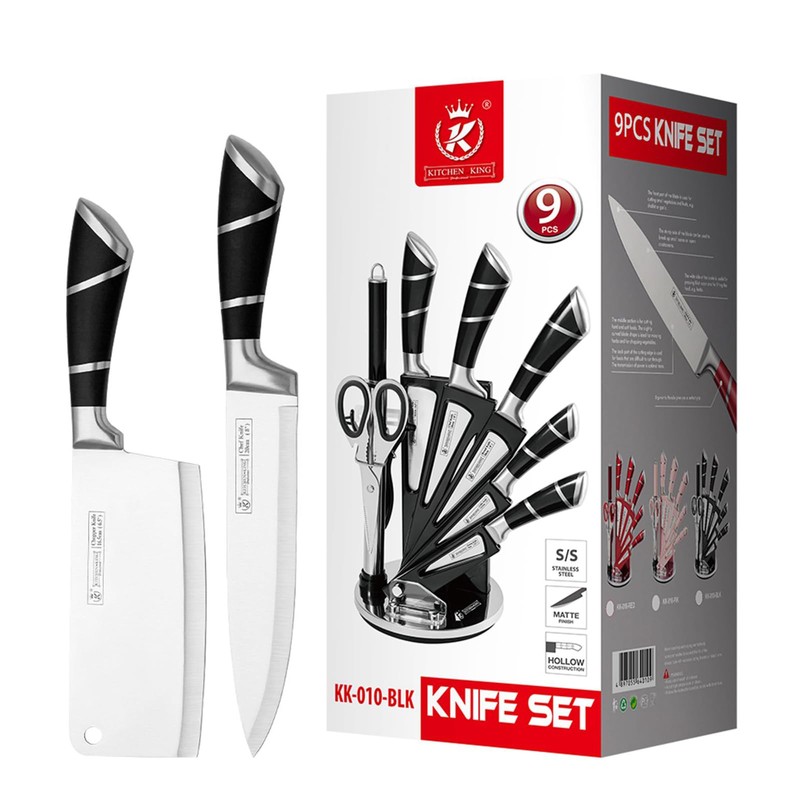 Kitchen Knife Set, 9Pcs Knife Set with Acrylic Block, Ergonomical