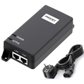 Procet PoE Injector Midspan (10Gbps) Power-Over Ethernet Active 60W 55V CE/UL Certificate for a New Range of Applications Including 802.11ax Access Points, WiFi 6