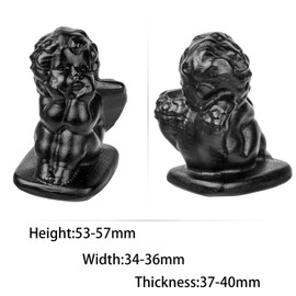 TUMBEELLUWA Black Obsidian Angel Statue Guardian Peace Crystal Stone Collectible Figurine Ornament for Desktop Table Decor, 2.09 inch