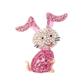 Rabbit Pin,Easter Pins,Rhinestone Pink Rabbit Animal Brooch for Women,Cute Crystal Cartoon Bunny Brooches Lapel Pins Clothing Dress Accessory Birthday Easter Holiday Jewelry Gift