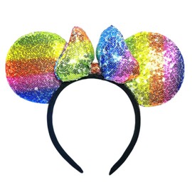3D Cosplay Costume Mouse Ears Headband, Glitter Sequin Hairbands Party Decoration for Women Girls Kids