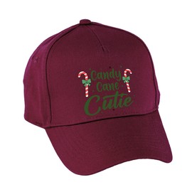 Hippowarehouse Candy Cane Cutie Premium Printed 5 Panel Baseball Cap hat OneSize Adults Burgundy