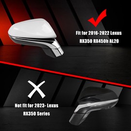 Pearl White Direct Replacement Side Mirror Covers Caps for 2015-2021 Lexus NX200T NX300 RX350 RX450H, Directly Replace Style, Not Sticker Style, Passenger Side