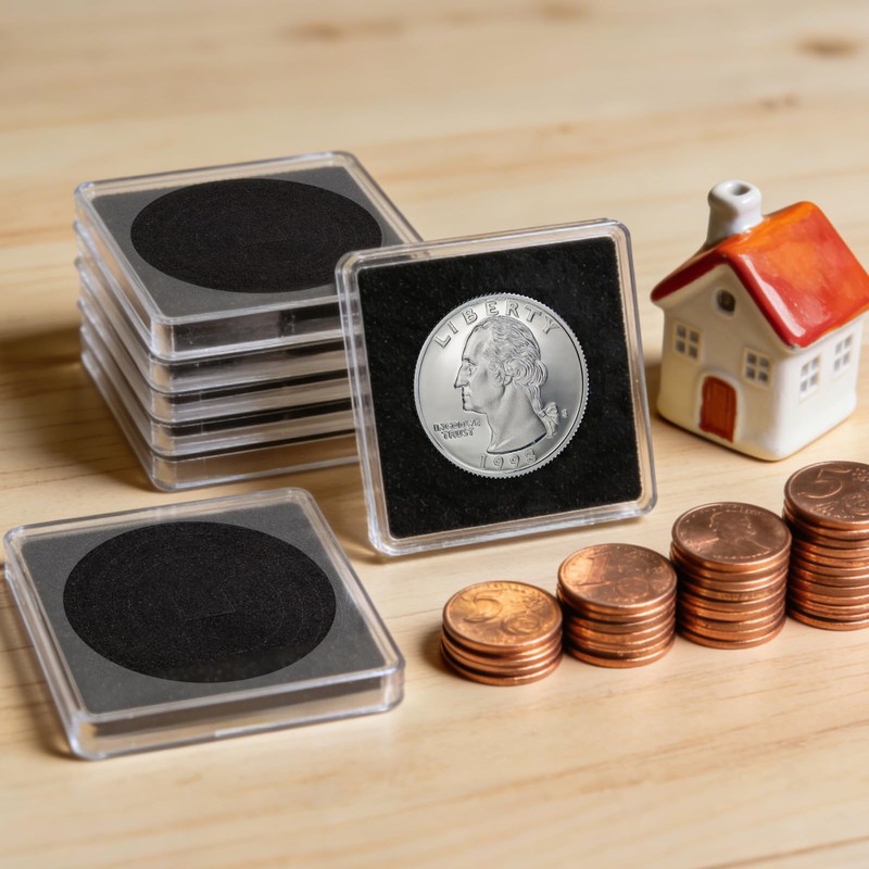 50Pcs Silver Dollar Coin Holders with 5 Sizes Adjustable Gaskets