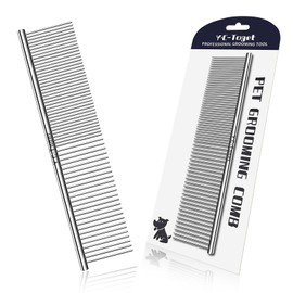 Y.C-Toget Combs for Dog Cat Grooming, Large Steel Dog Cat Comb for Removing Tangles and Knots & Trimming, Professional Grooming Comb for Long-Haired Dog Cat