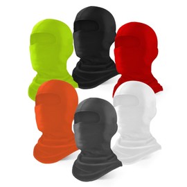 Xeoxarel 6 Pack Balaclava Ski Mask for Men/Women, Full Face Cover, Multicolor (Black, Grey, White, Orange, Red, Green), One Size