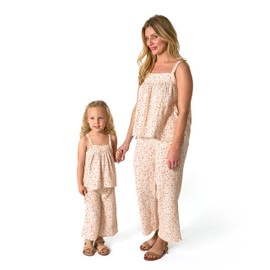 Modern Moments by Gerber Toddler Girls' Cropped Pants Set, Beige Vine Floral, 4T