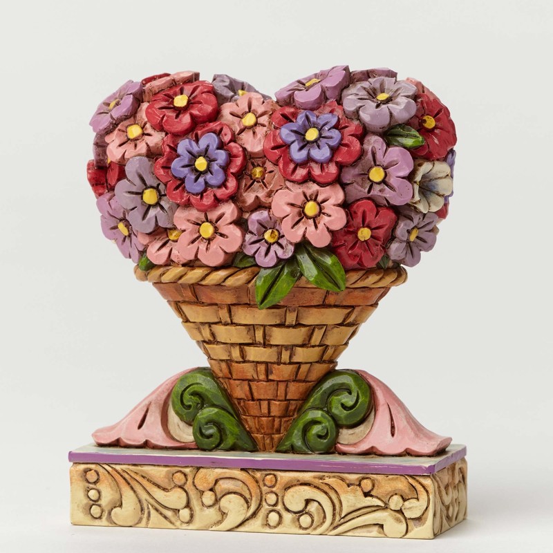 Jim Shore Heartwood Creek Mini Flower Heart Bouquet Stone Resin