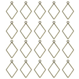 sourcing map 25Pcs Alloy Open Bezel Pendants, Diamond Shape Hollow Frame Pendant Geometric Open Back Frame Pendant for Resin Jewelry Making Earrings Necklace Bracelet DIY, Bronze